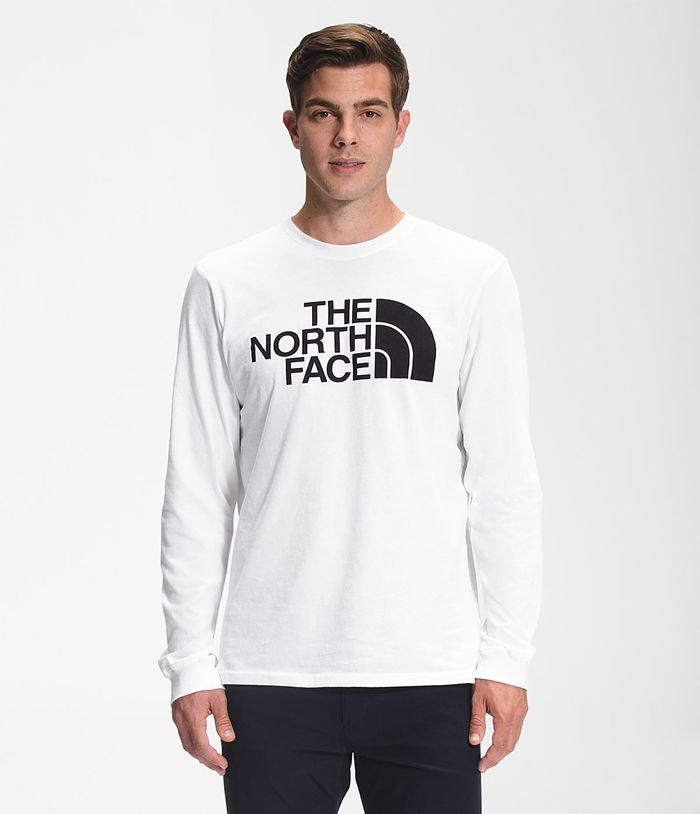 The North Face T-Shirts Heren Lange Mouw Half Dome TRZF37429 - Wit